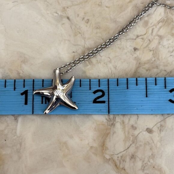 Tiffany & Co. Elsa Peretti Starfish Diamond Sterling Silver Necklace - Picture 12 of 15